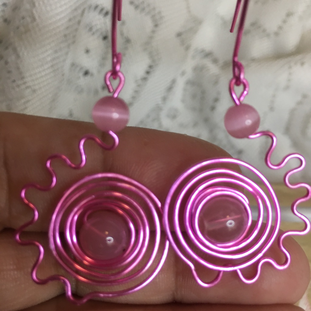 Pink Moonstone Earrings & Wire